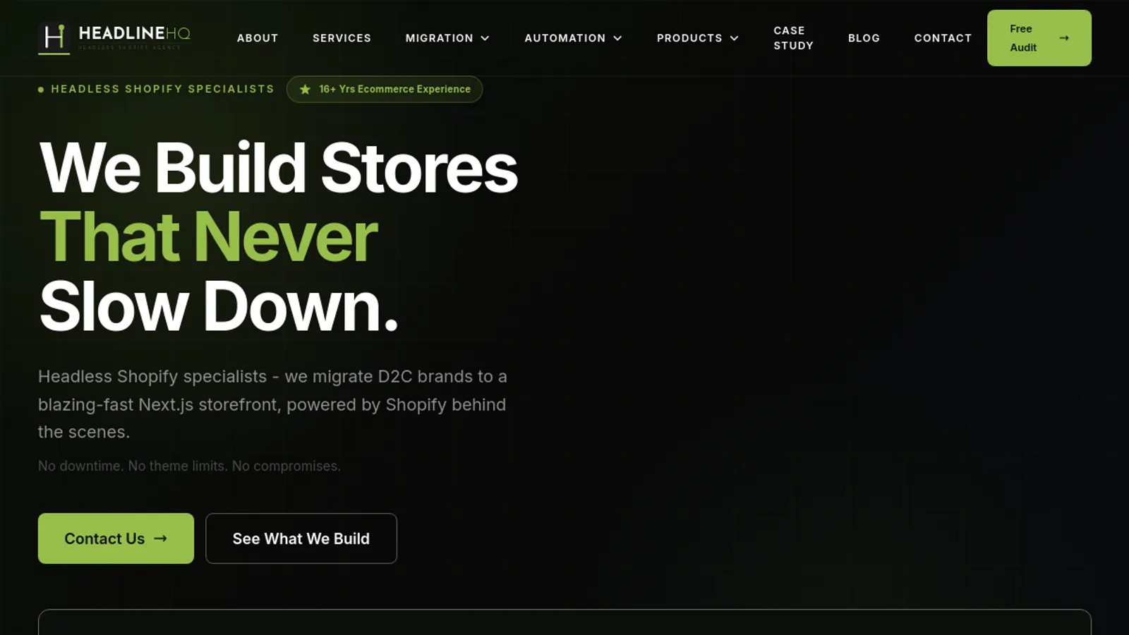 Screenshot of the HeadlineHQ homepage