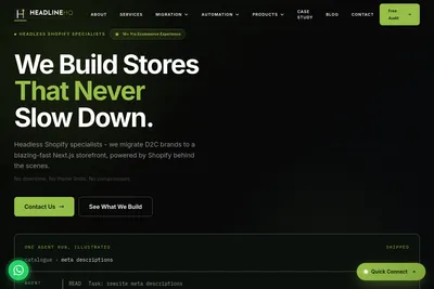 Screenshot of the HeadlineHQ homepage