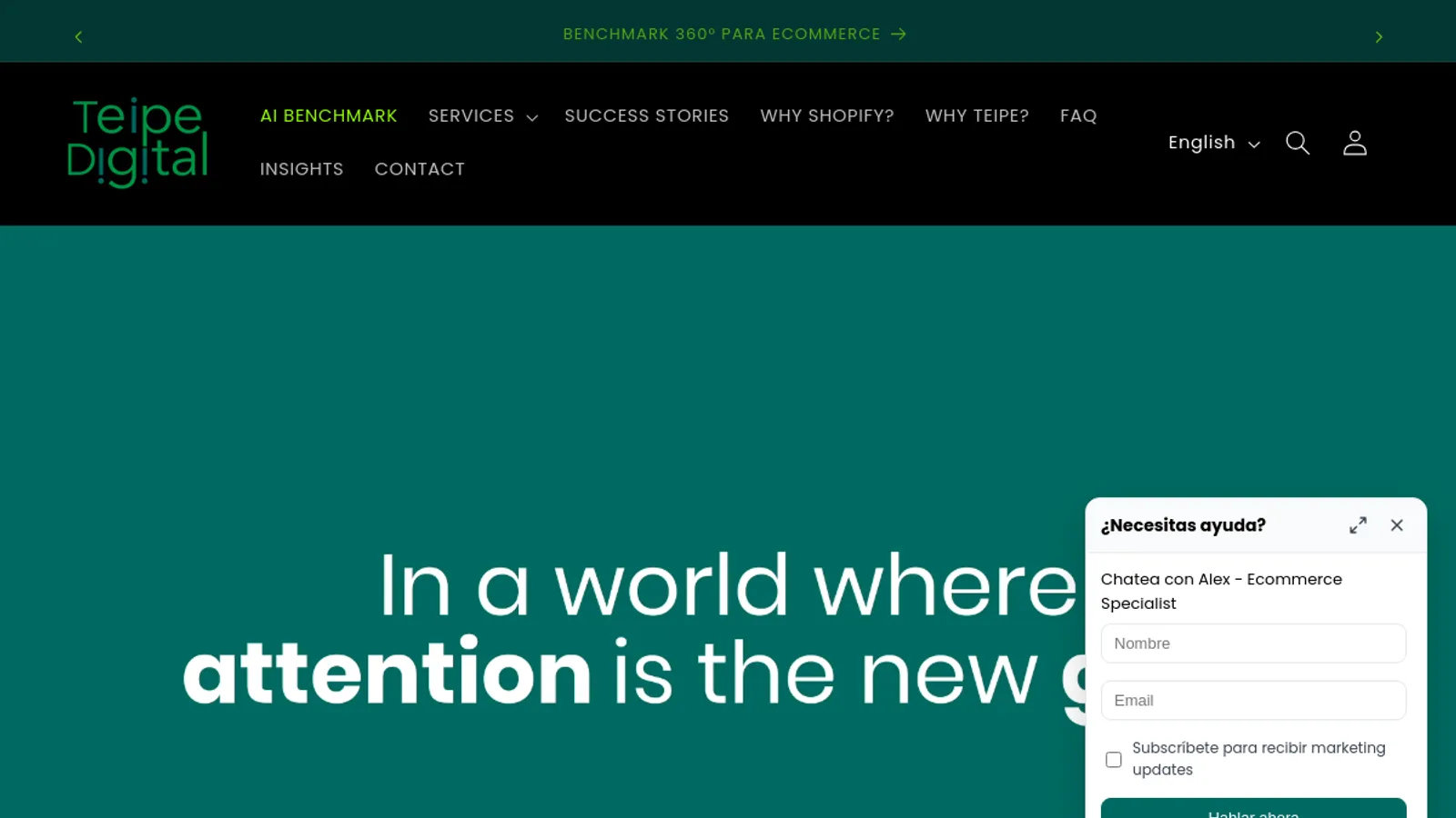 Screenshot of the Teipe Digital homepage