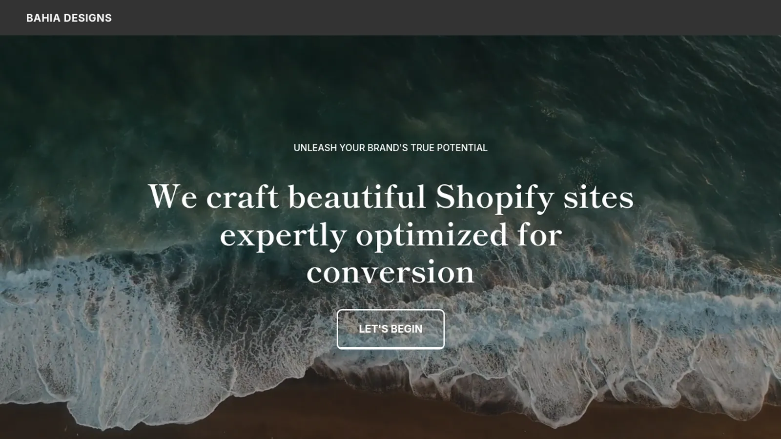 Screenshot of the Bahia Designs homepage