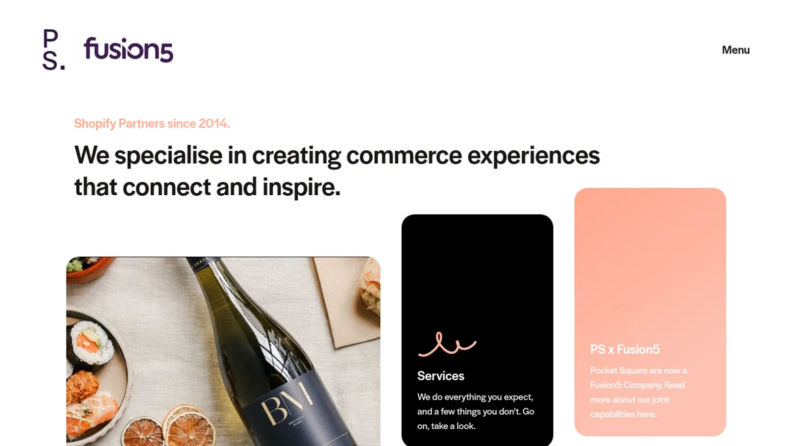Screenshot of the Pocket Square, a Fusion5 Company homepage