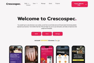 Screenshot of the Crescospec homepage