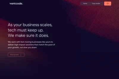 Screenshot of the Ventcode homepage