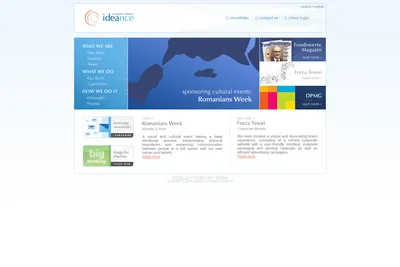 Screenshot of the ideance homepage
