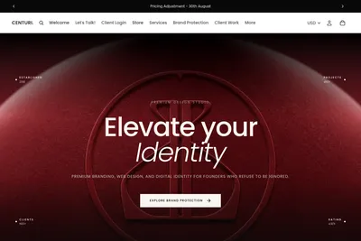 Screenshot of the CENTURI DESIGNS homepage