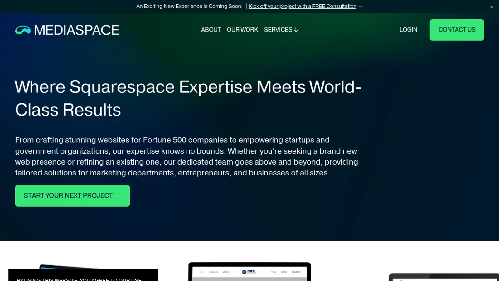 Screenshot of the Mediaspace homepage