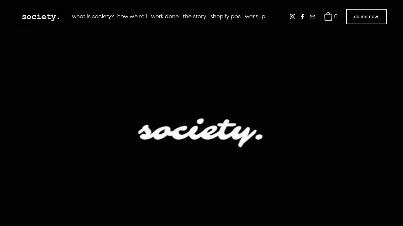 Screenshot of the Society homepage