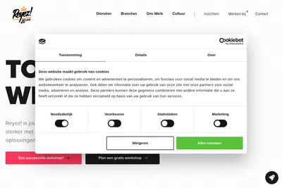 Screenshot of the Reyez! homepage