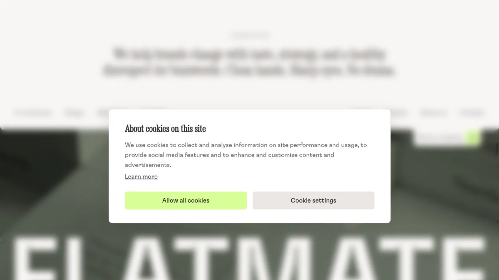 Screenshot of the Flatmate homepage