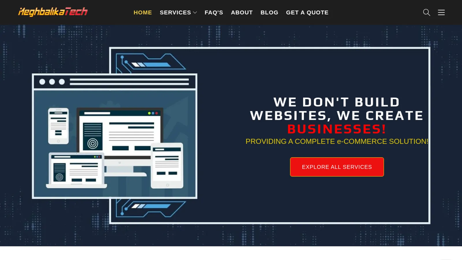 Screenshot of the Meghbalika Tech homepage