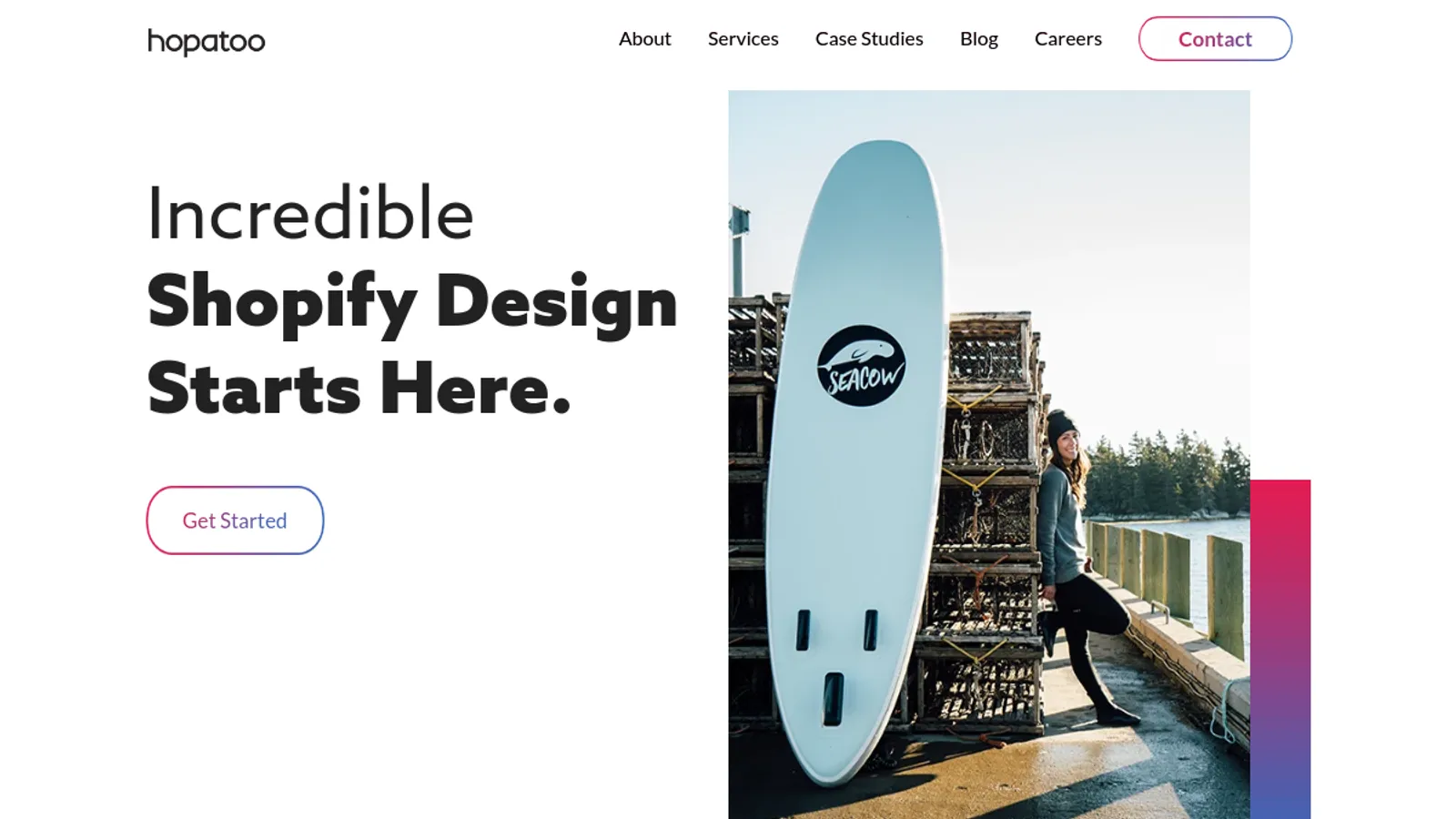 Screenshot of the Hopatoo homepage
