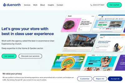 Screenshot of the Due North homepage