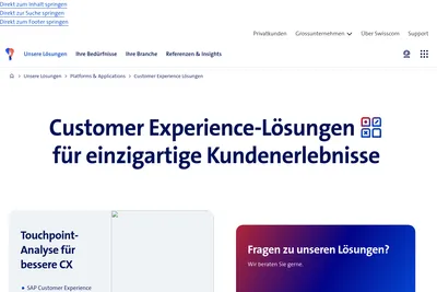 Screenshot of the Swisscom (Schweiz) AG homepage