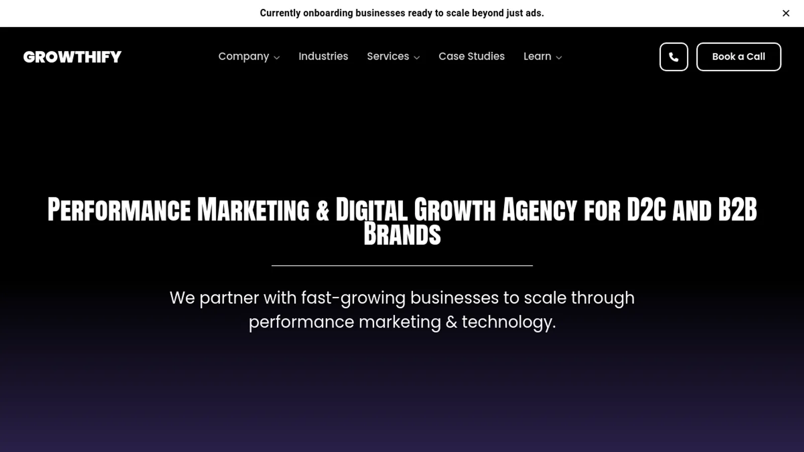 Screenshot of the Growthify.in homepage