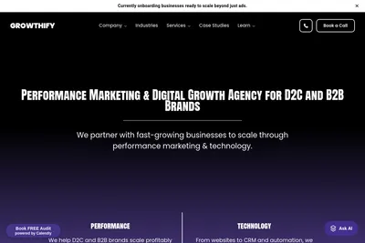 Screenshot of the Growthify.in homepage