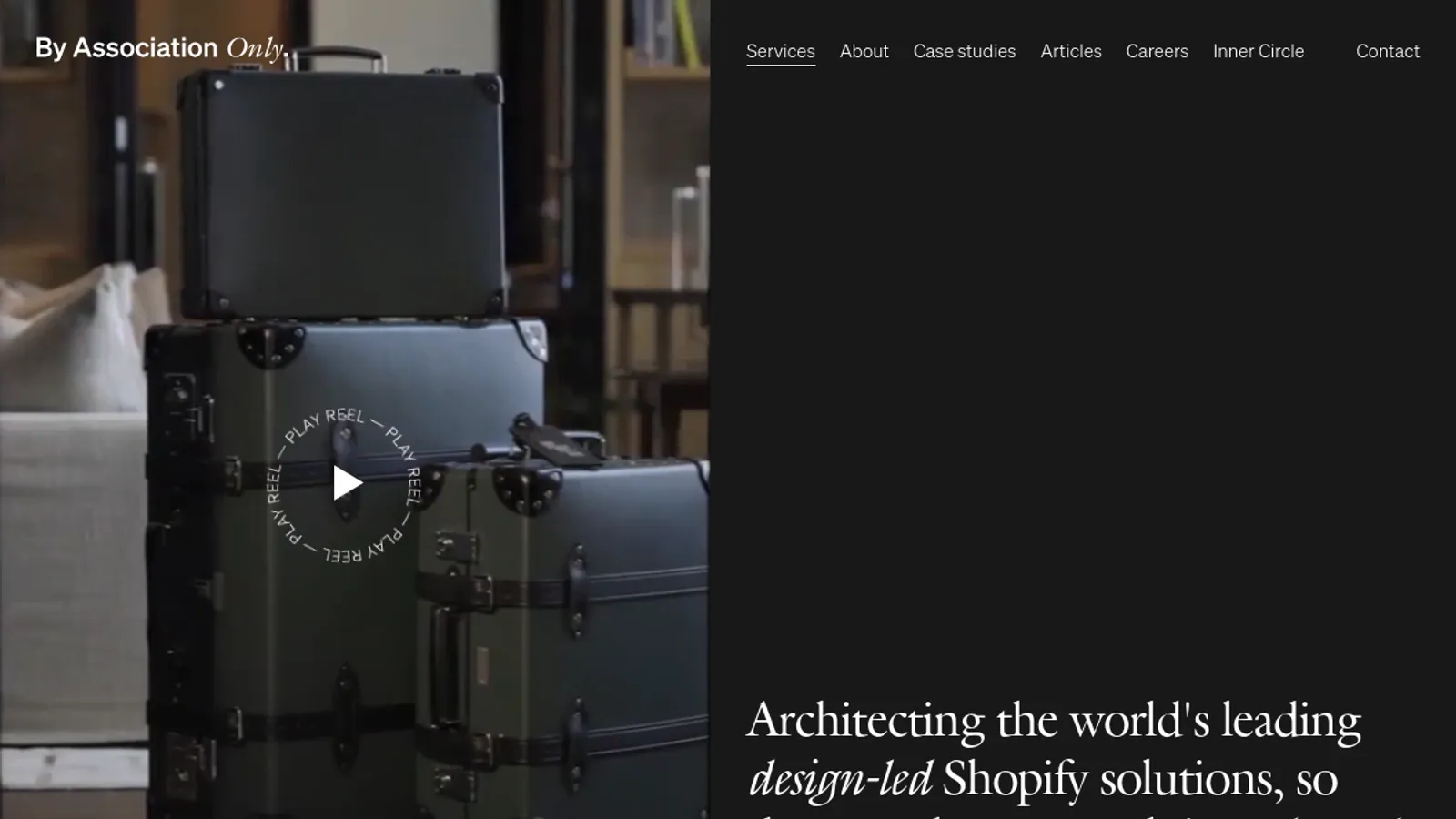 Screenshot of the By Association Only homepage