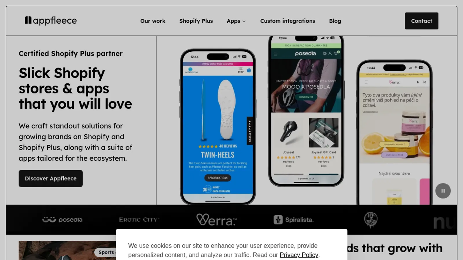 Screenshot of the Appfleece homepage