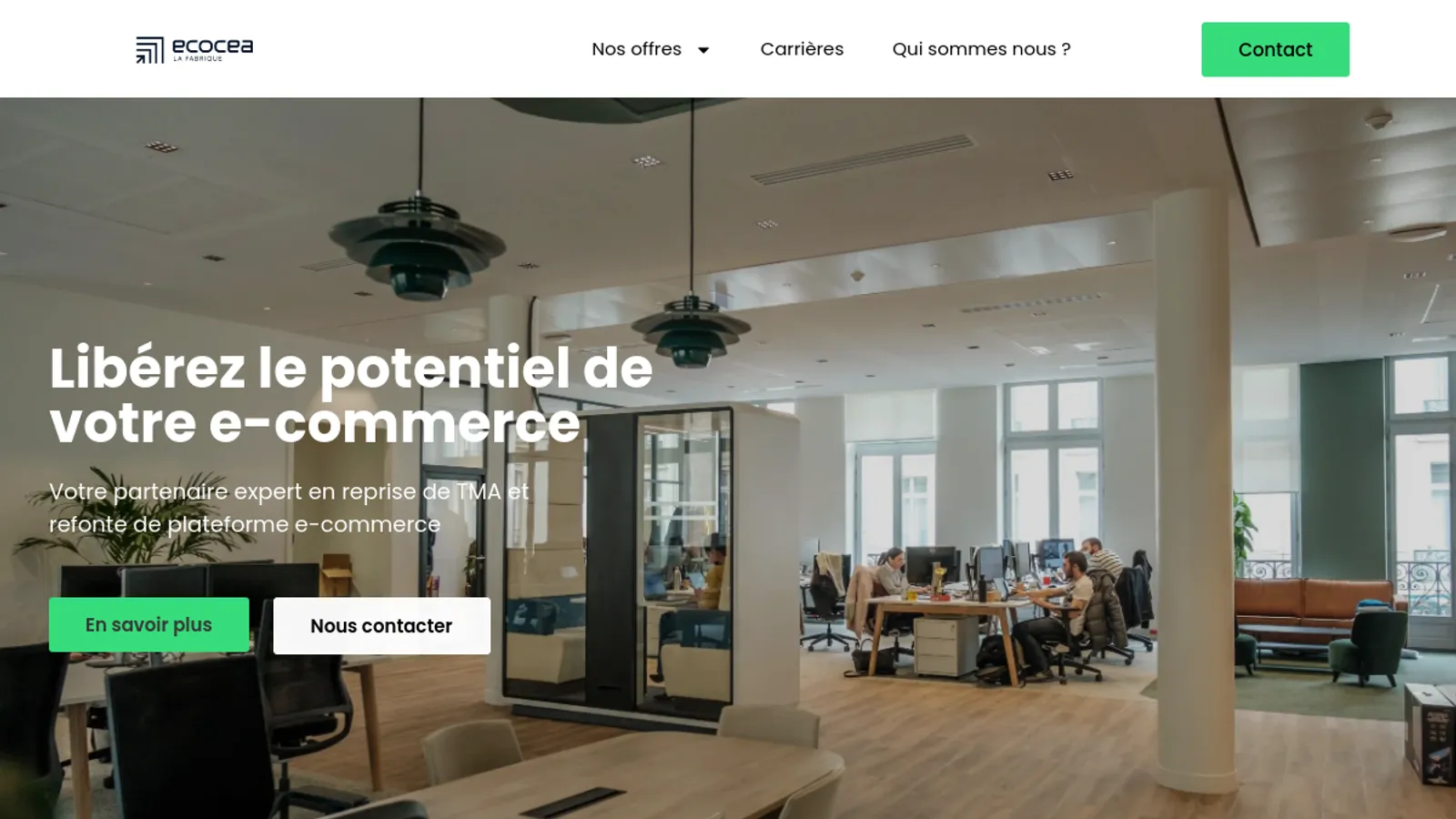 Screenshot of the Ecocea La Fabrique homepage