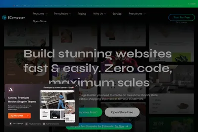 Screenshot of the EComposer homepage