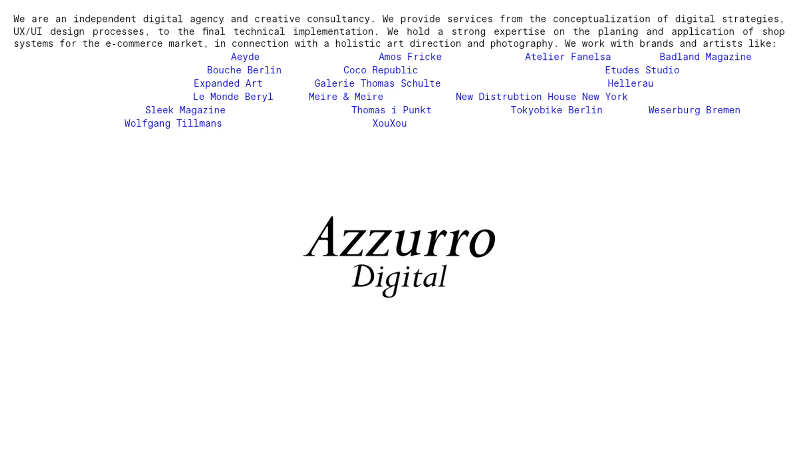 Screenshot of the Azzurro Digital homepage