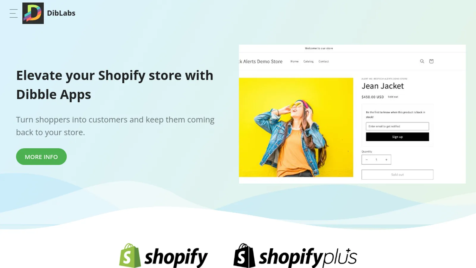 Screenshot of the DibLabs homepage