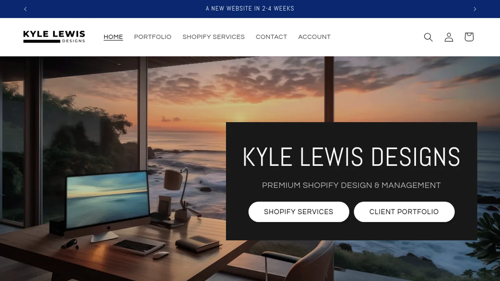 Screenshot of the Kyle Lewis Designs homepage