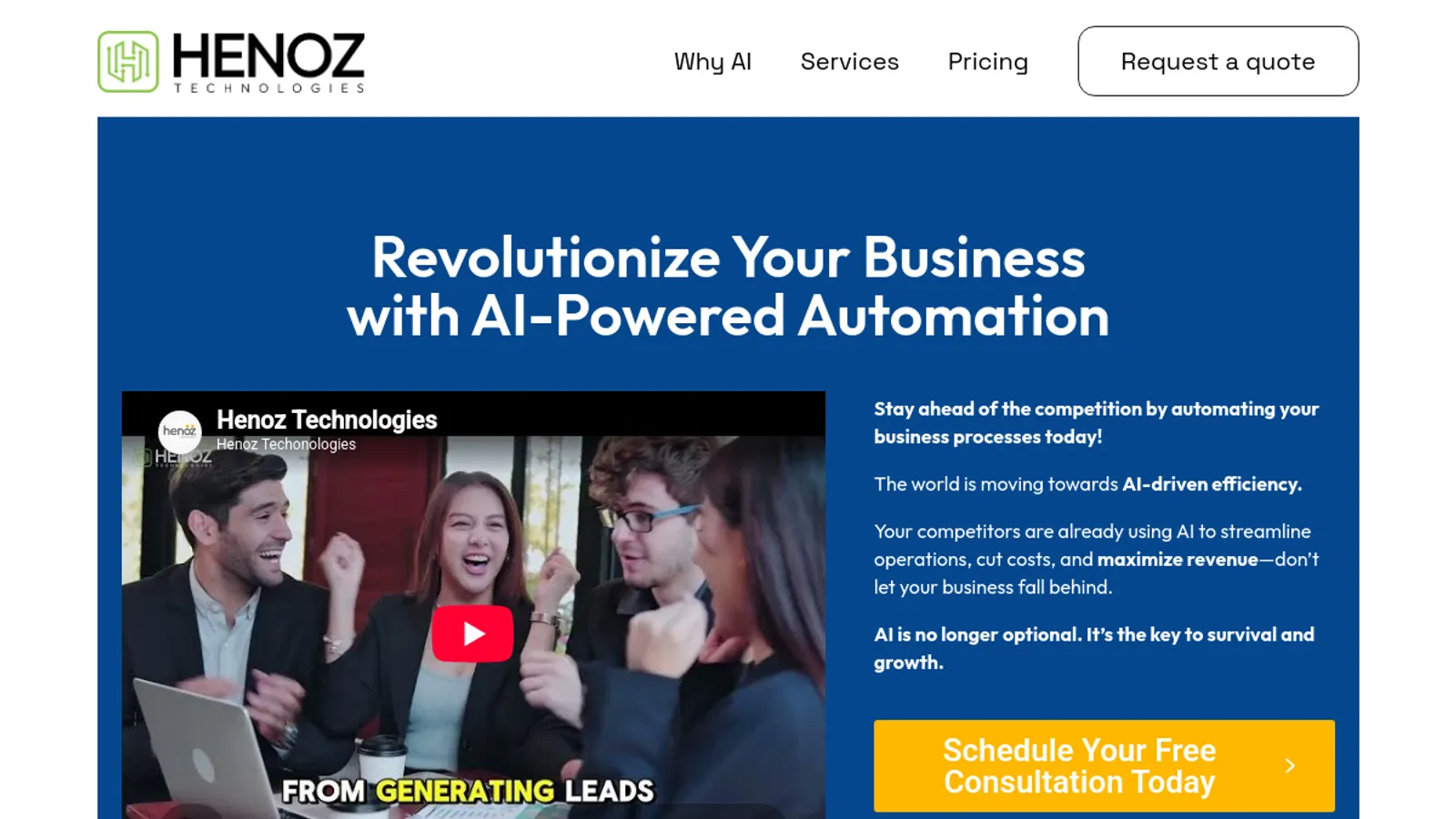 Screenshot of the Henoz homepage