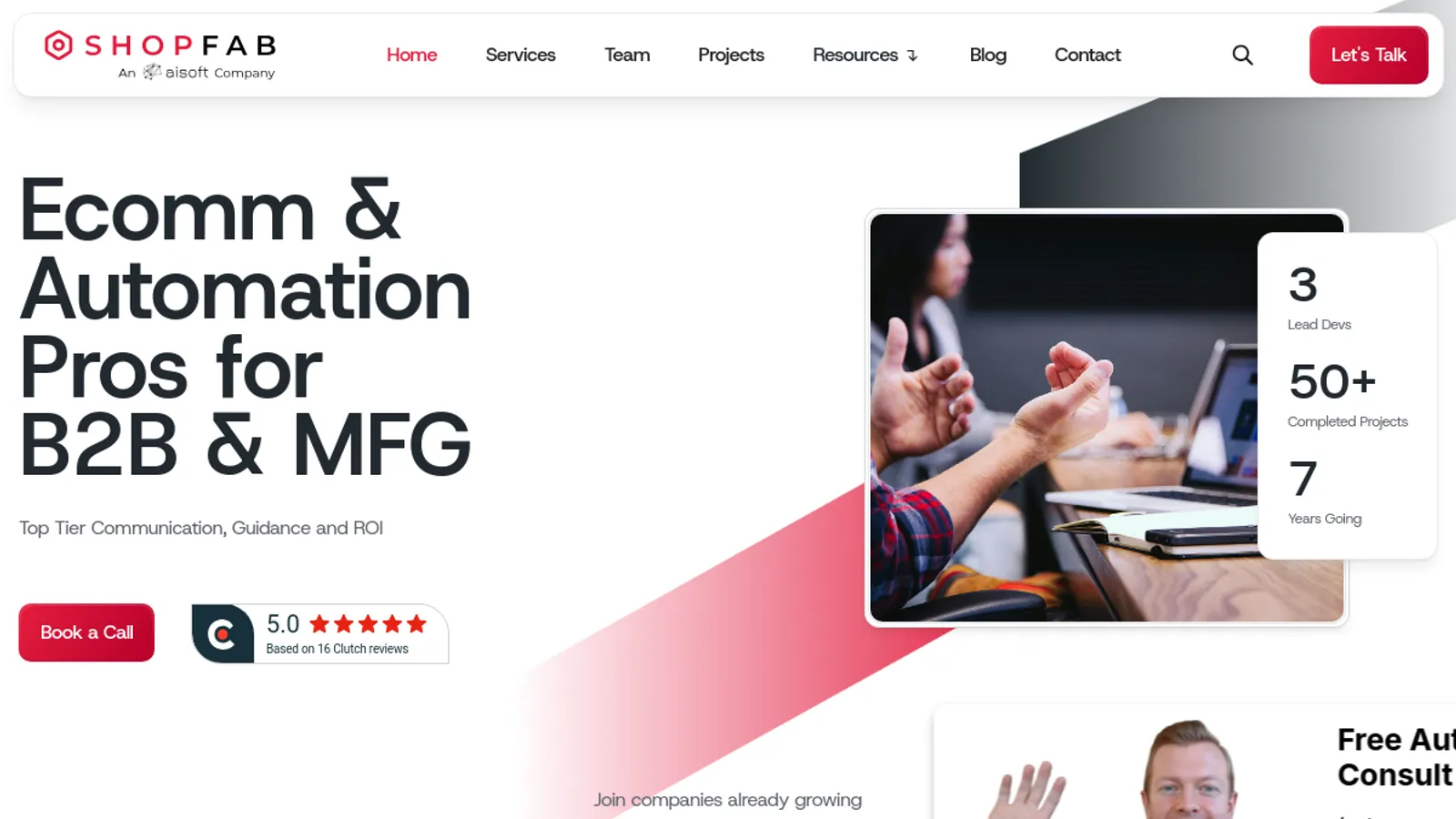 Screenshot of the ShopFab - Pros for MFG & B2B homepage