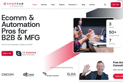 Screenshot of the ShopFab - Pros for MFG & B2B homepage