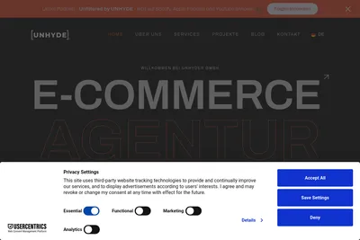 Screenshot of the Unhyde GmbH homepage
