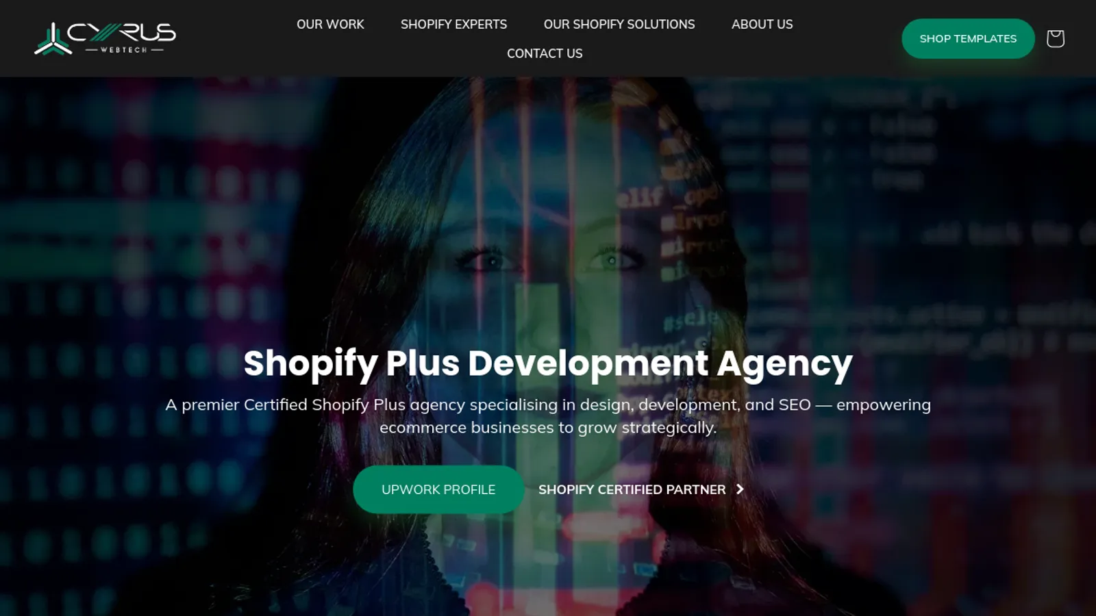 Screenshot of the Cyrus Webtech homepage