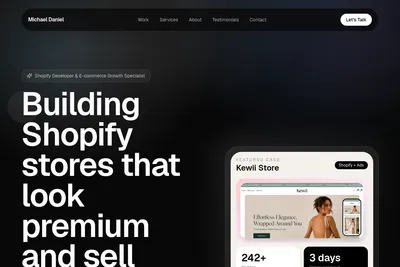 Screenshot of the Michael Daniel homepage