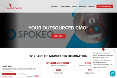 Screenshot of the Hawke Media homepage