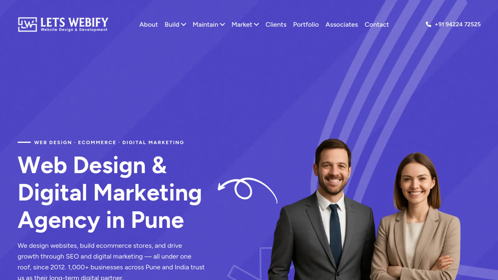 Screenshot of the Lets Webify Ecommerce Solutions homepage