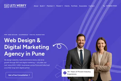 Screenshot of the Lets Webify Ecommerce Solutions homepage