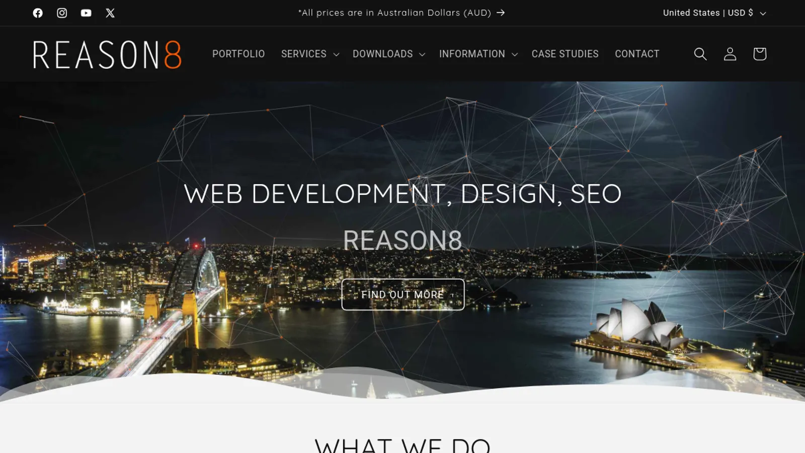 Screenshot of the Reason8 Pty Ltd homepage