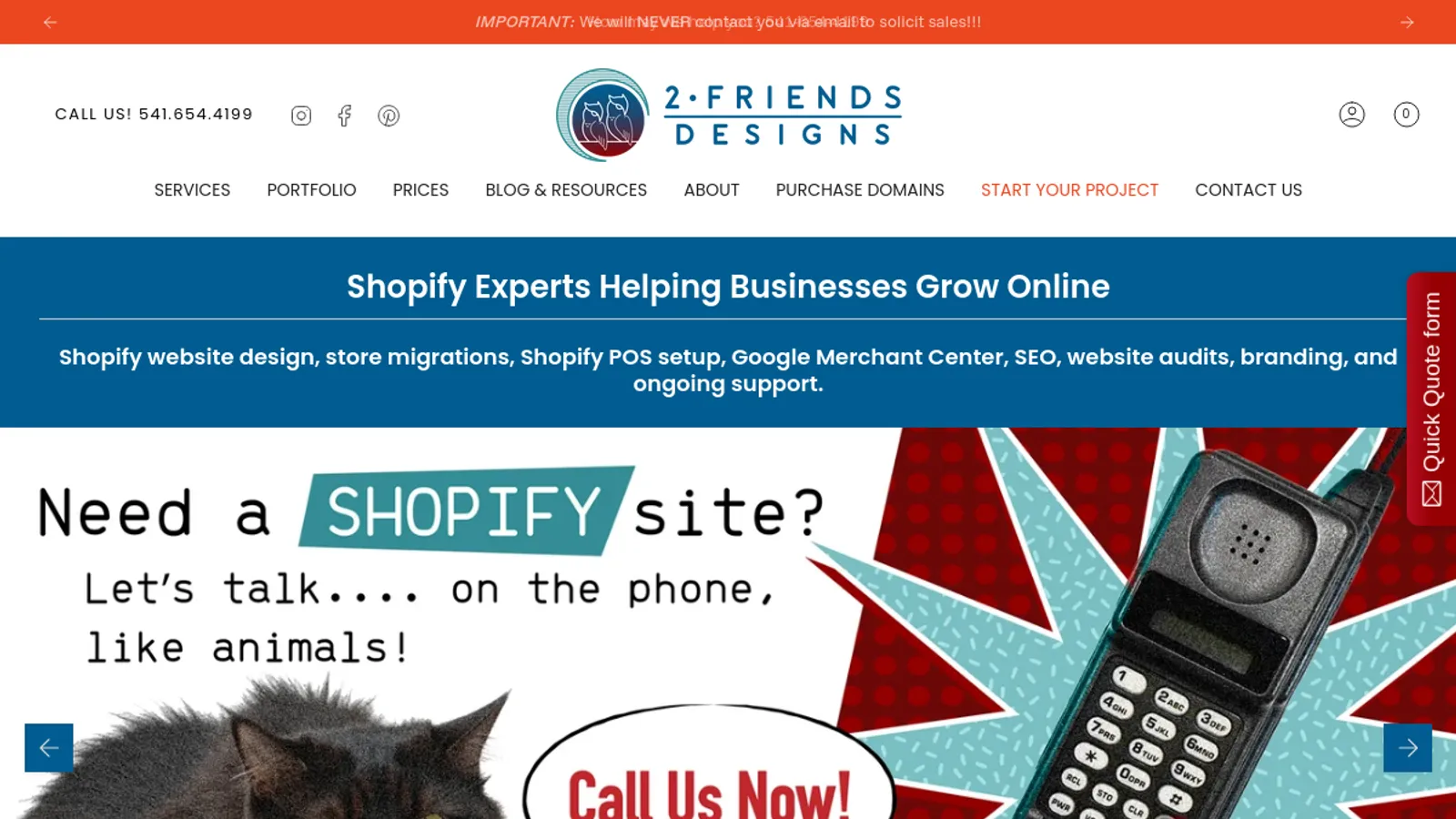Screenshot of the 2 Friends Designs, LLC homepage