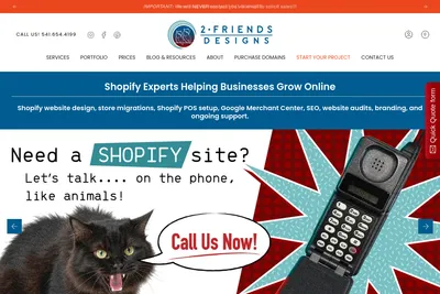 Screenshot of the 2 Friends Designs, LLC homepage