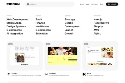 Screenshot of the RIBBAN AB homepage