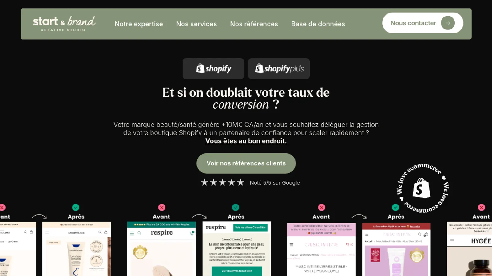Screenshot of the Start & Brand homepage