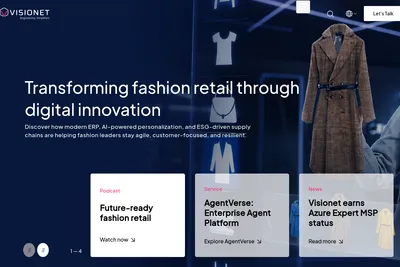 Screenshot of the VISIONET SYSTEMS, INC homepage