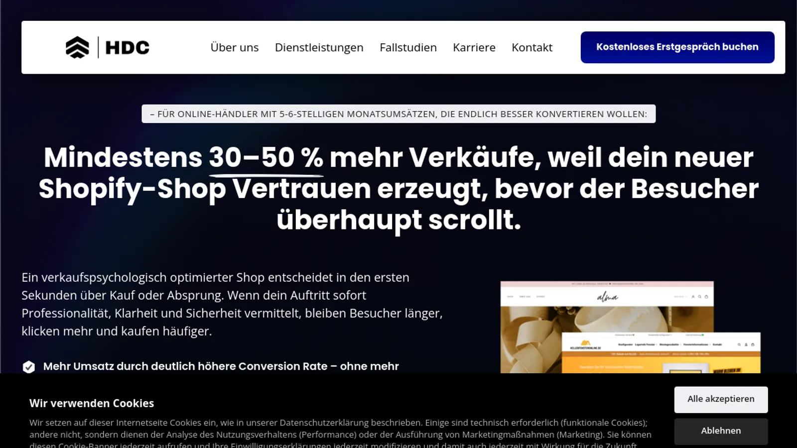 Screenshot of the HDC Digital GmbH homepage