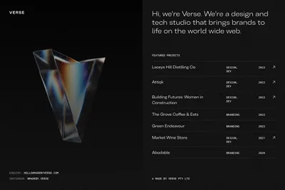 Screenshot of the Verse homepage