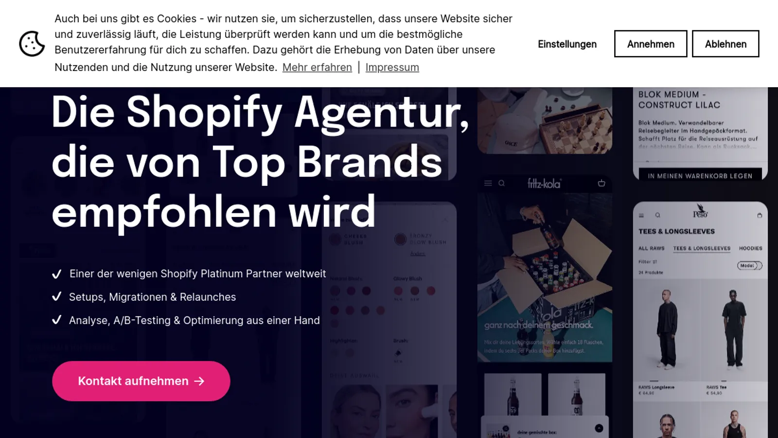 Screenshot of the Tante-E GmbH homepage