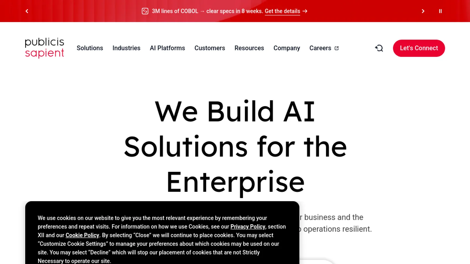 Screenshot of the Publicis Sapient homepage