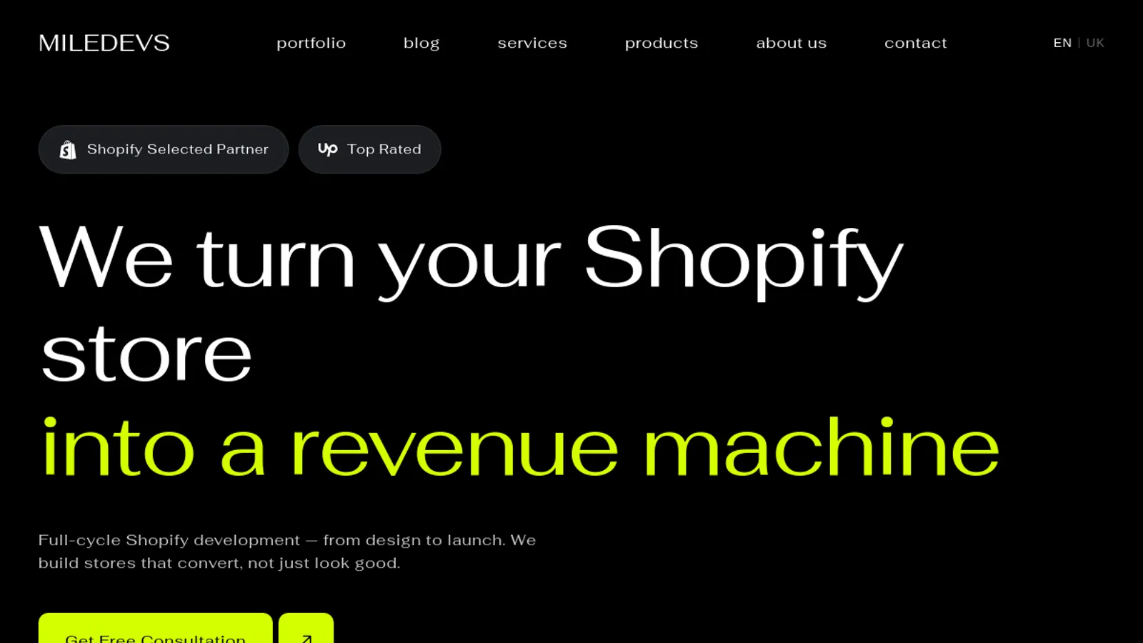 Screenshot of the Yevhenii homepage