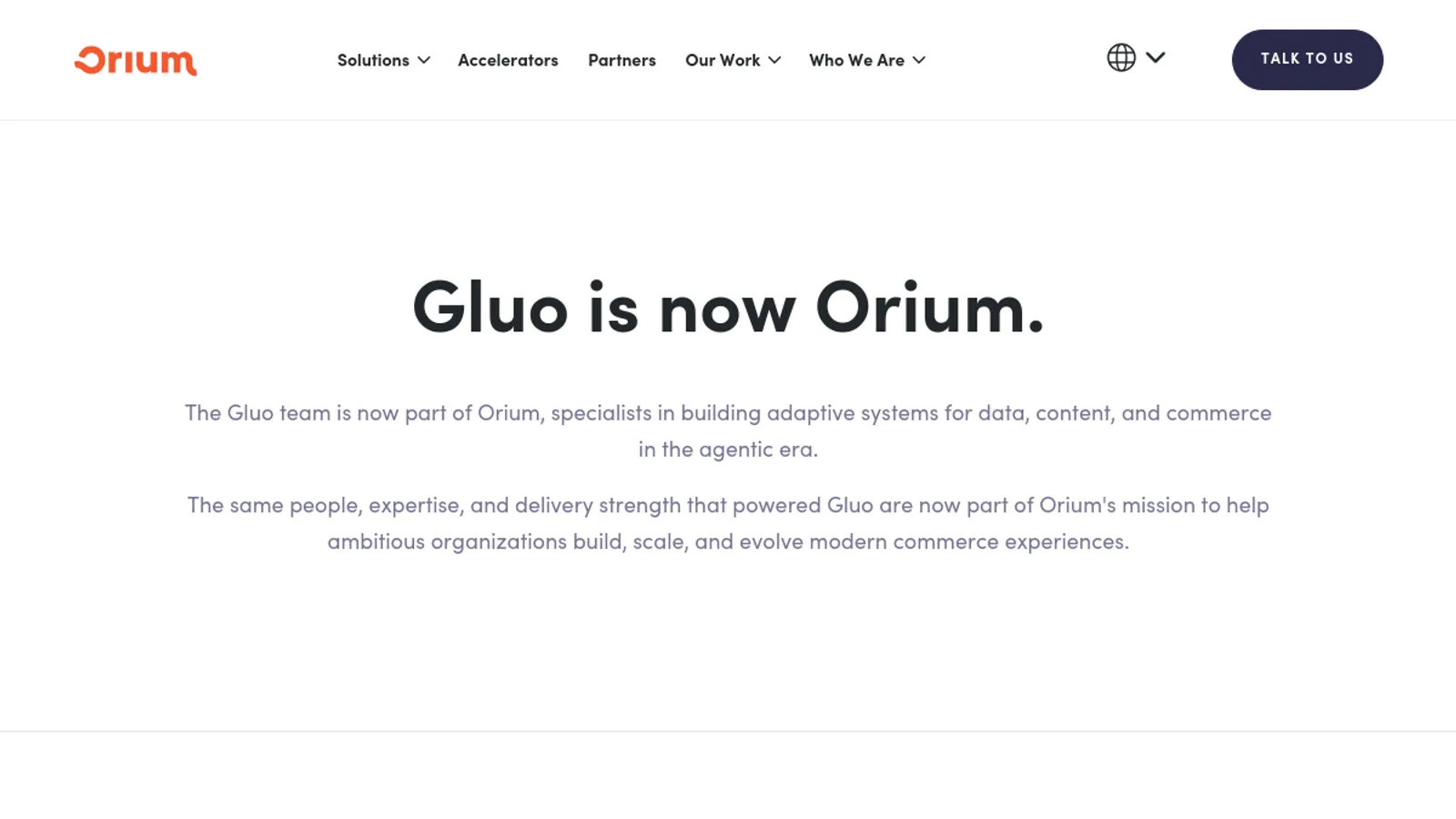 Screenshot of the Gluo homepage