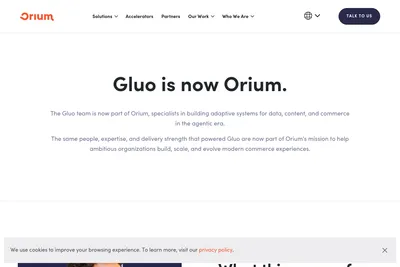 Screenshot of the Gluo homepage