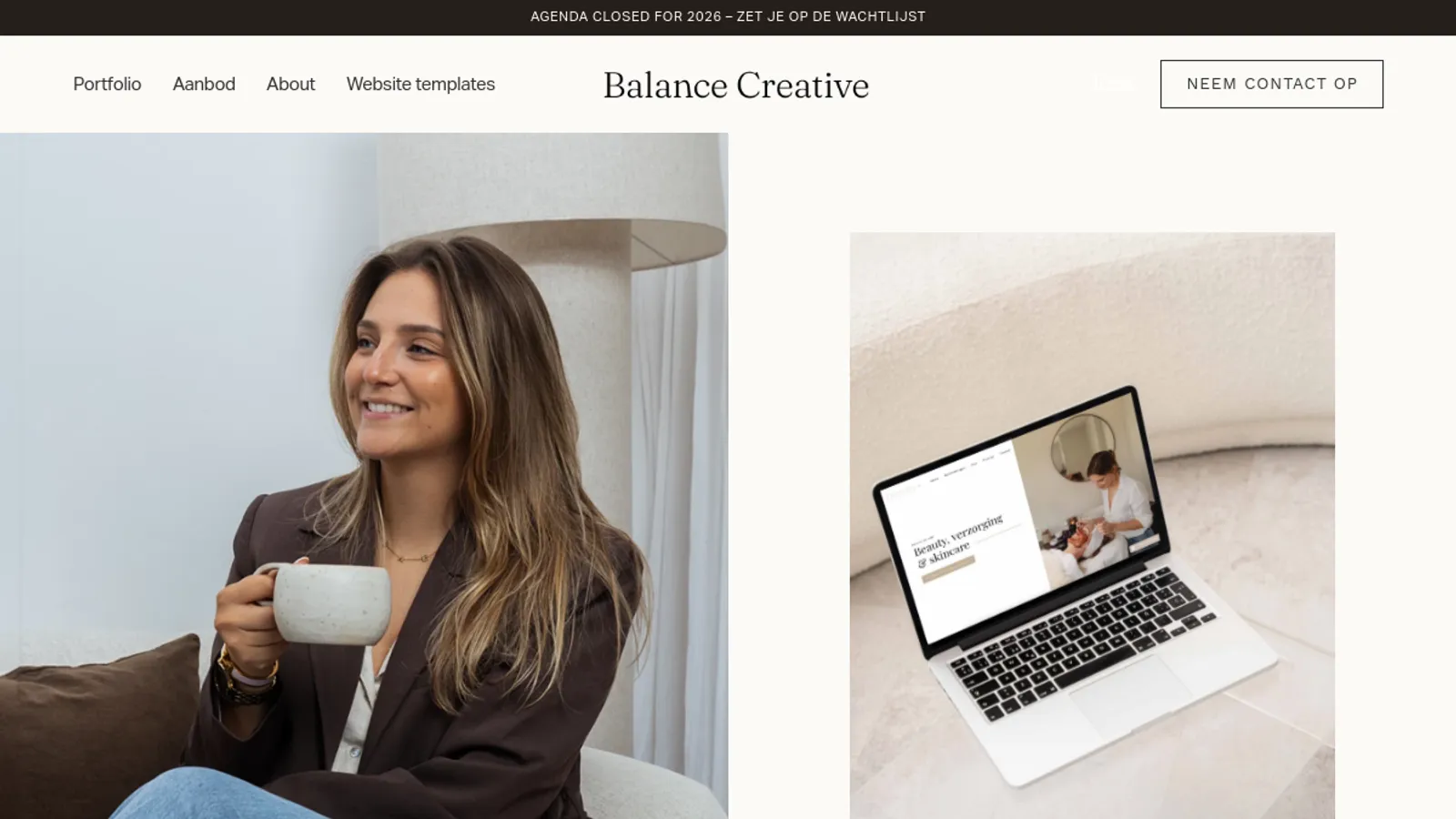 Screenshot of the Balance Creative homepage