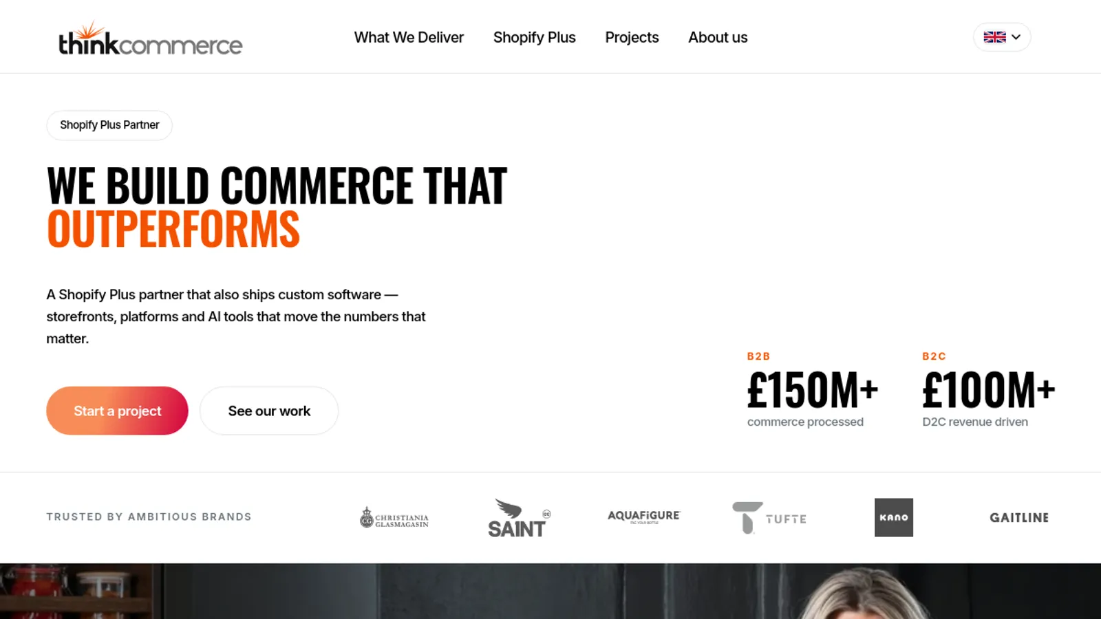 Screenshot of the Think Commerce homepage